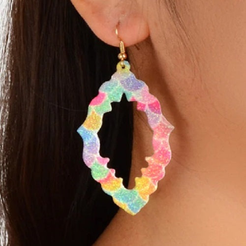 Candy Color Leather Geometric Boho Chic Dangle Earrings