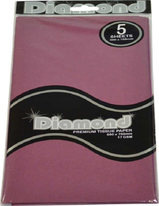 Tissue Paper - 5 Sheet Packs - 50cm X 75cm - Magenta