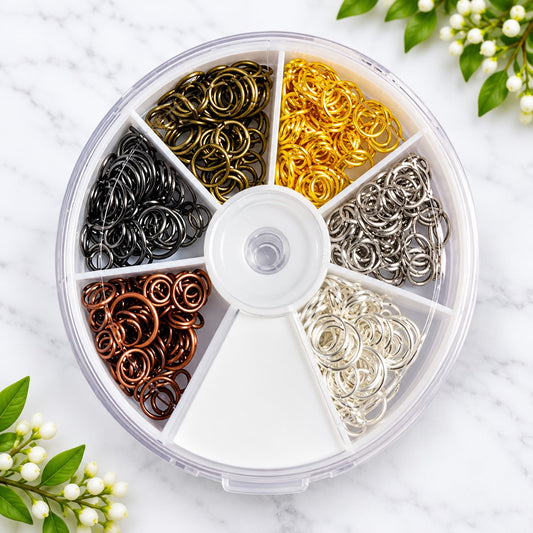 Jump Ring Kit Mix - 4mm to 10mm - 480+ Pieces - 6 Colours + Storage Container