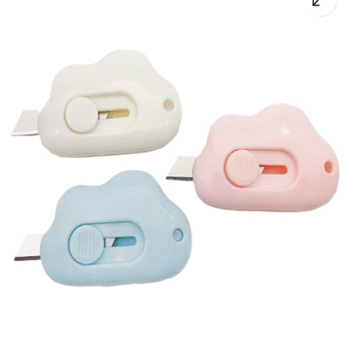 1cm Mini Cloud Pocket Box Cutter - Auto-Retractable Blade - 3 Colours