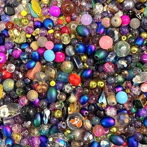 50g Glass Bead Mixes - 80 to 100 Pieces - Size 4mm to 12mm - 12 Colours