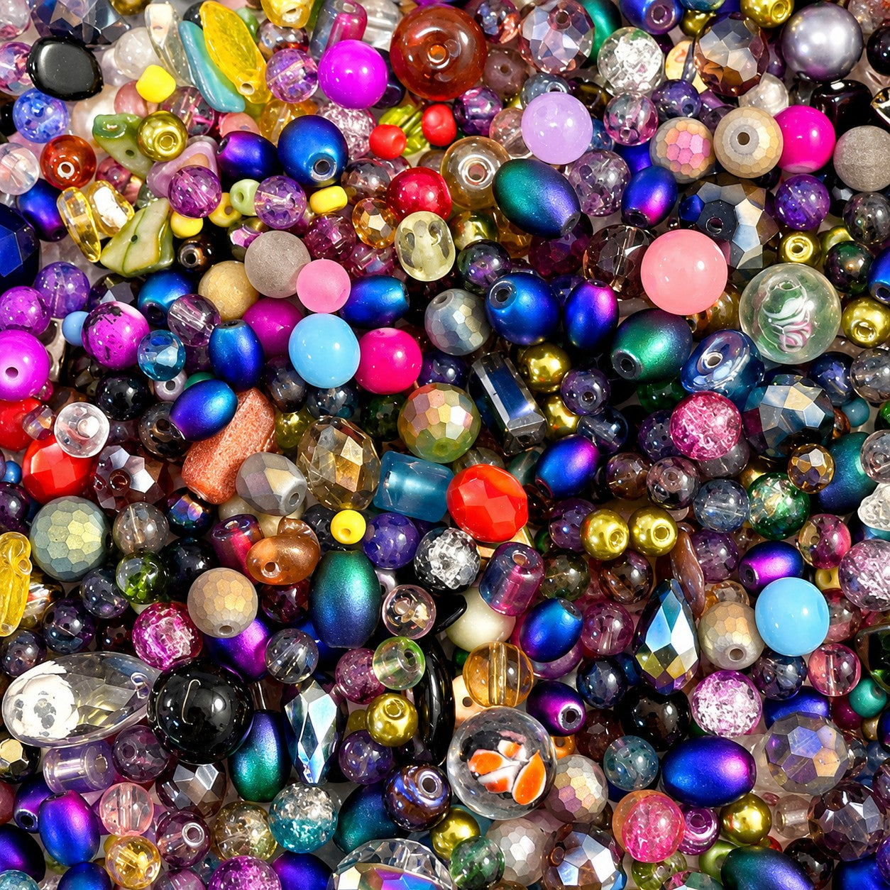 50g Glass Bead Mixes - 80 to 100 Pieces - Size 4mm to 12mm - 11 Colours