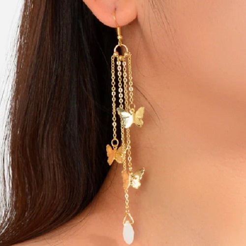 Multi-layer Chain Butterfly Drop Dangle Earrings