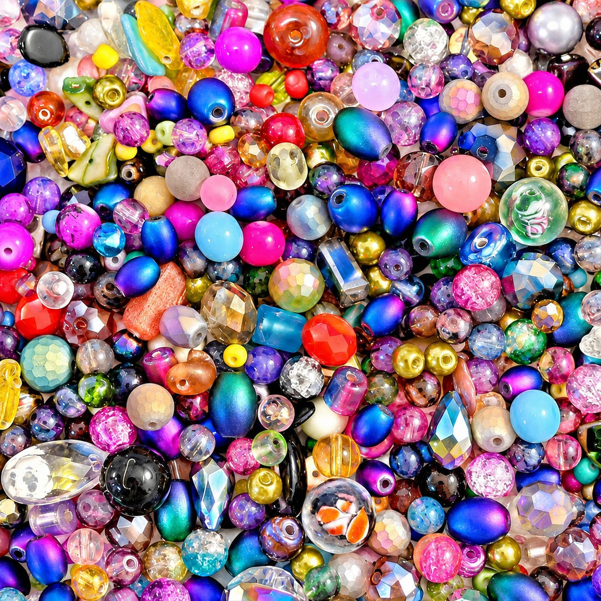 50g Glass Bead Mixes - 80 to 100 Pieces - Size 4mm to 12mm - 11 Colours