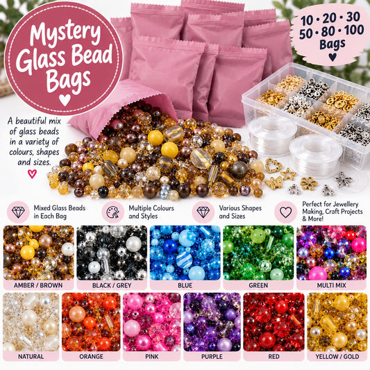 Mystery Glass Bead Bags – Assorted Colours & Styles for Jewellery Making
