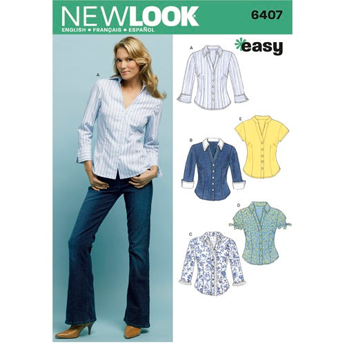 6407 - Ladies Button Front Tops