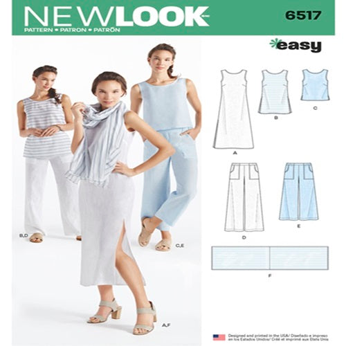 6517 - Ladies Dress, Tunic, Top, Trousers, and Scarf