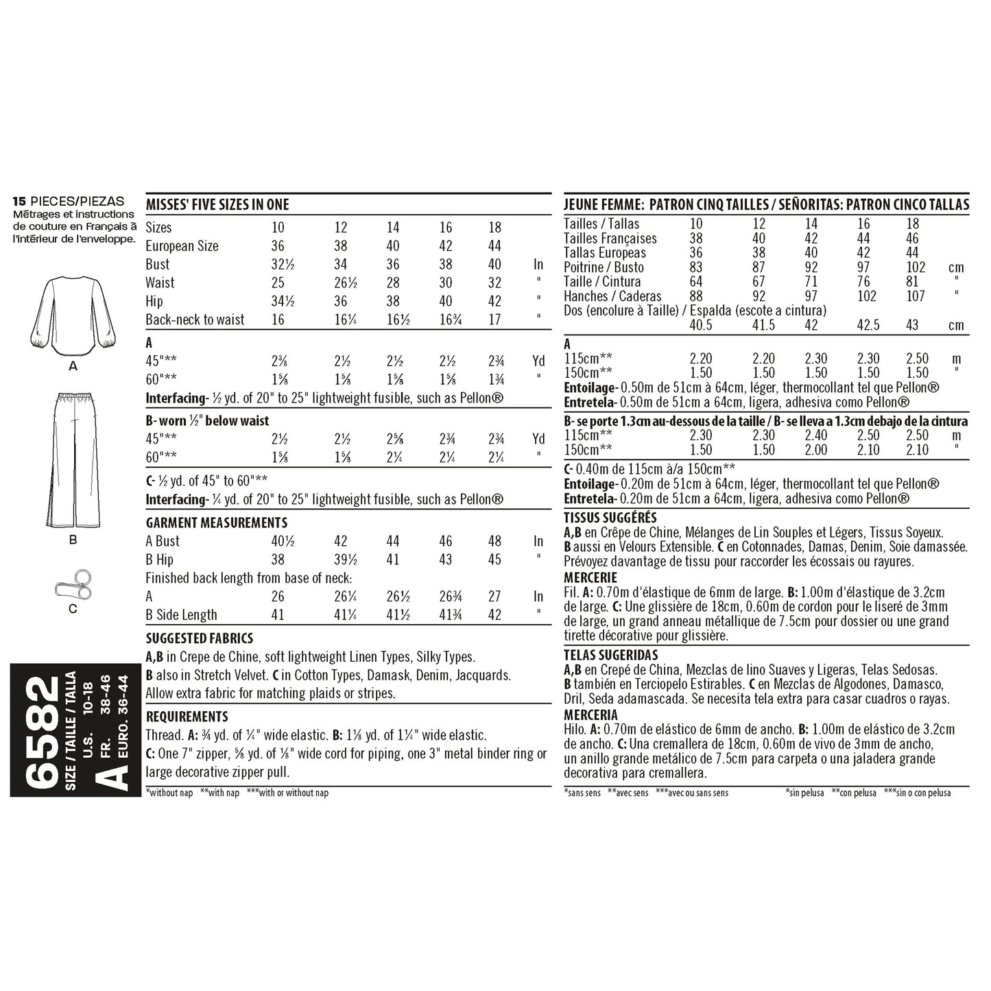 6582 - Ladies Tops Pants & Clutch