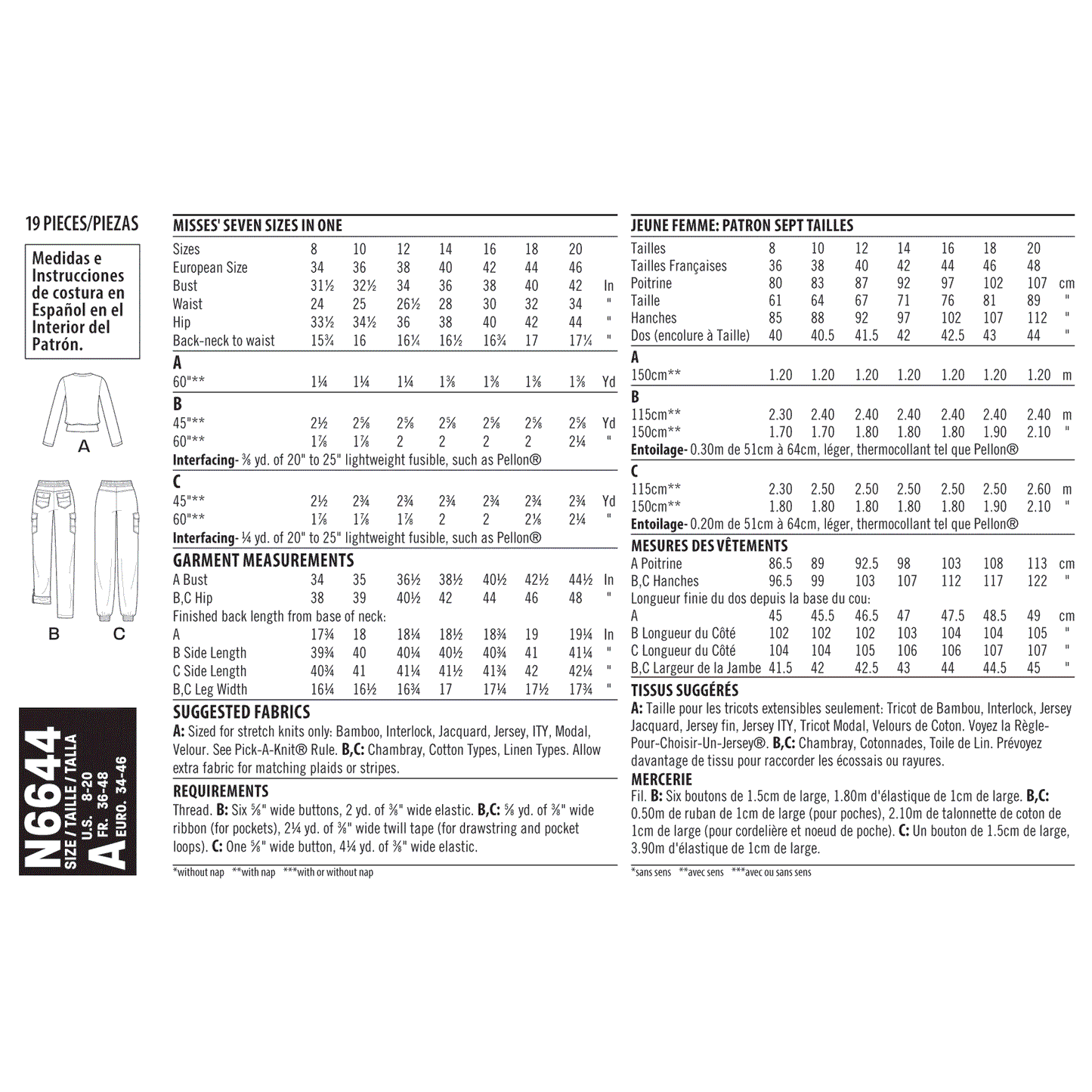 6644 - Ladies Top & Cargo Pants