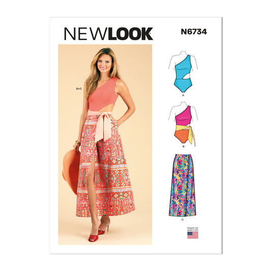 6734  - Ladies Swimsuit & Wrap Skirt