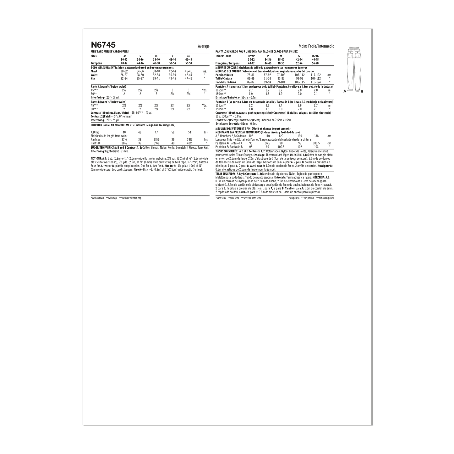 6745  - Ladies and Men's  Cargo Pants