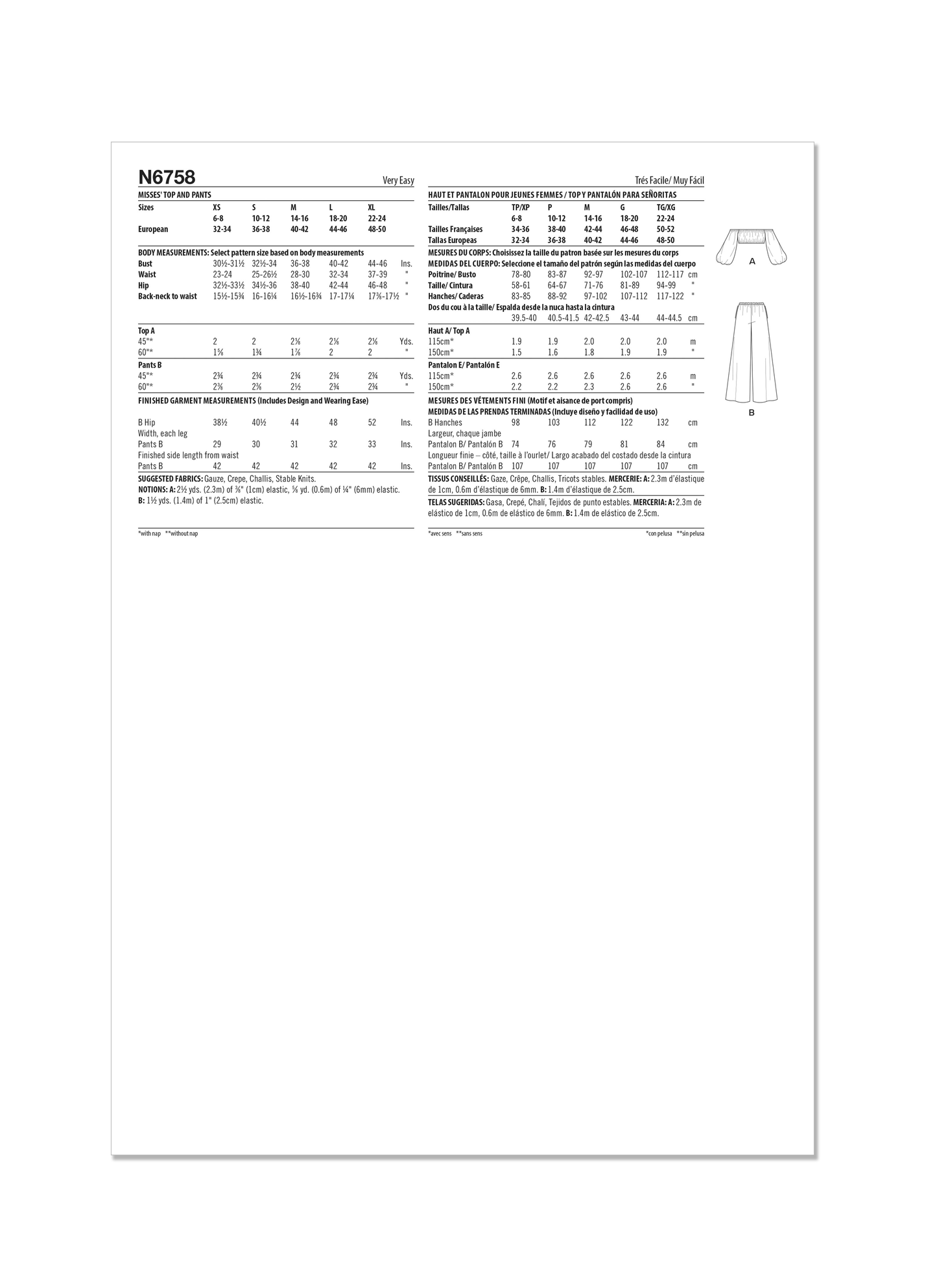 6758  - Ladies Crop Top & Pants