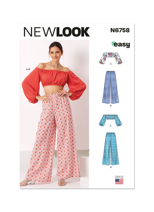 6758  - Ladies Crop Top & Pants