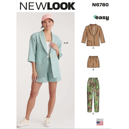 New Look Sewing Pattern 6780  - Ladies Jacket Shorts & Pants
