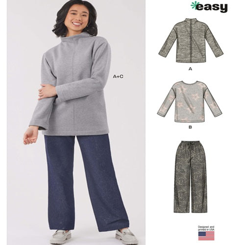 NEW LOOK Sewing Pattern 6814 - Ladies Knit Tops and Knit or Woven Pull on Trouse
