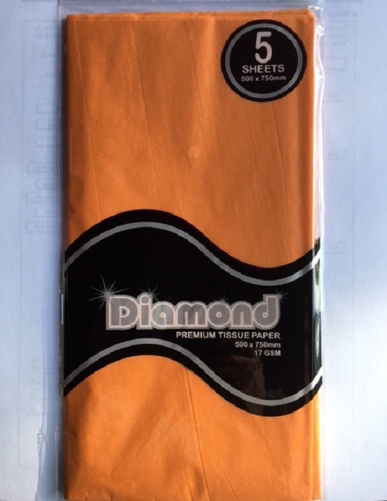 Tissue Paper - 5 Sheet Packs - 50cm X 75cm - Peach