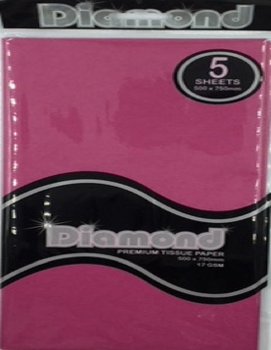 Tissue Paper - 5 Sheet Packs - 50cm X 75cm - Pink