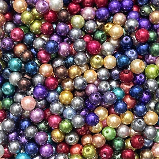Glass Pearl Round Bead Mix - 8mm - 50g - Approx 78 Pieces