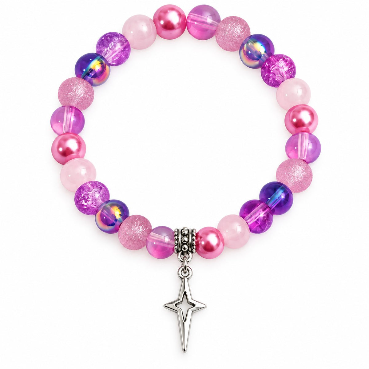 Handmade Stretchy Mystical Glass Bead Charm Bracelet - 8 Colours