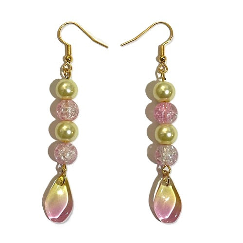 DIY Earring Kit - Pink & Yellow Glass Bead Dangles