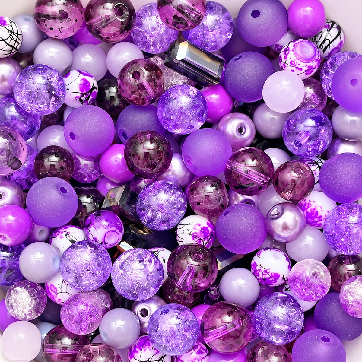50g Glass Bead Mixes - 80 to 100 Pieces - Size 4mm to 12mm - 11 Colours
