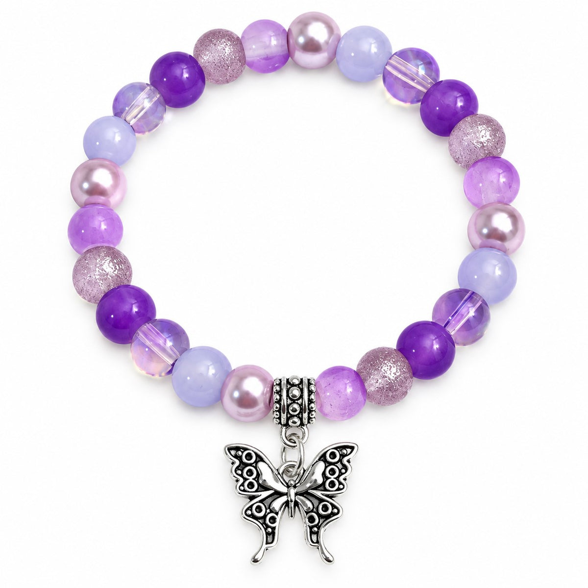 Handmade Stretchy Mystical Glass Bead Charm Bracelet - 8 Colours