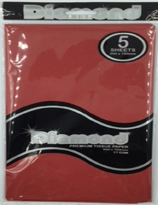 Tissue Paper - 5 Sheet Packs - 50cm X 75cm - Red