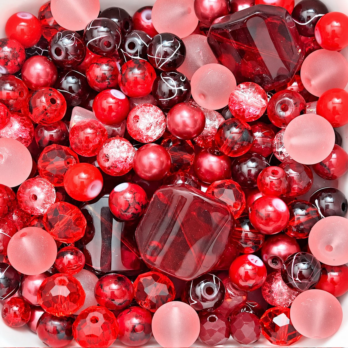 50g Glass Bead Mixes - 80 to 100 Pieces - Size 4mm to 12mm - 11 Colours