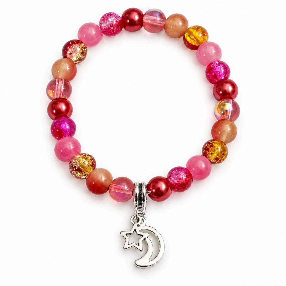 Handmade Stretchy Mystical Glass Bead Charm Bracelet - 8 Colours