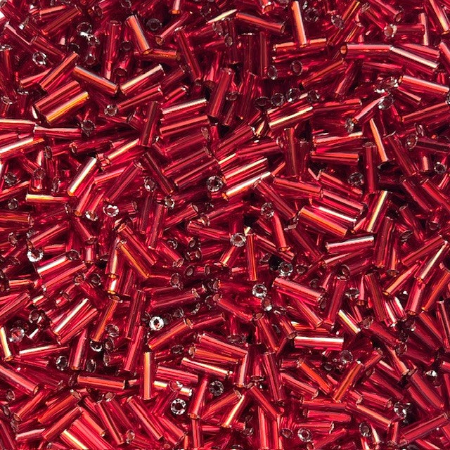 Glass Bugle Beads - Silver Lined - 6mm x 2mm - 20g - Approx 250 Pieces