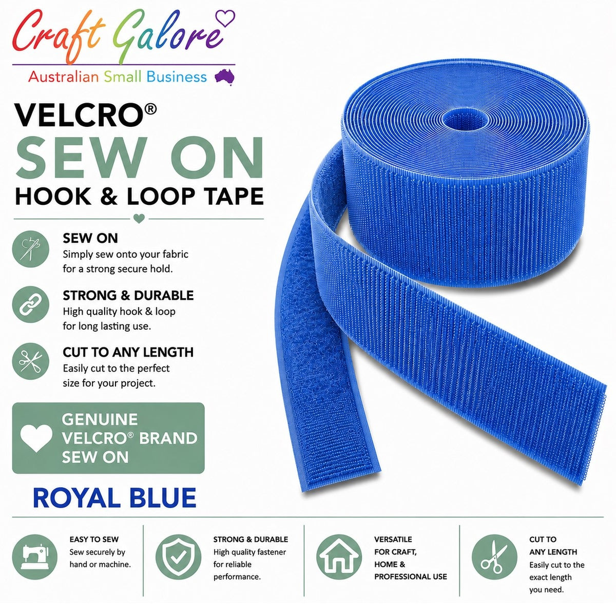 25mm Genuine Velcro® SEW ON - Hook & Loop Tape - 1mt