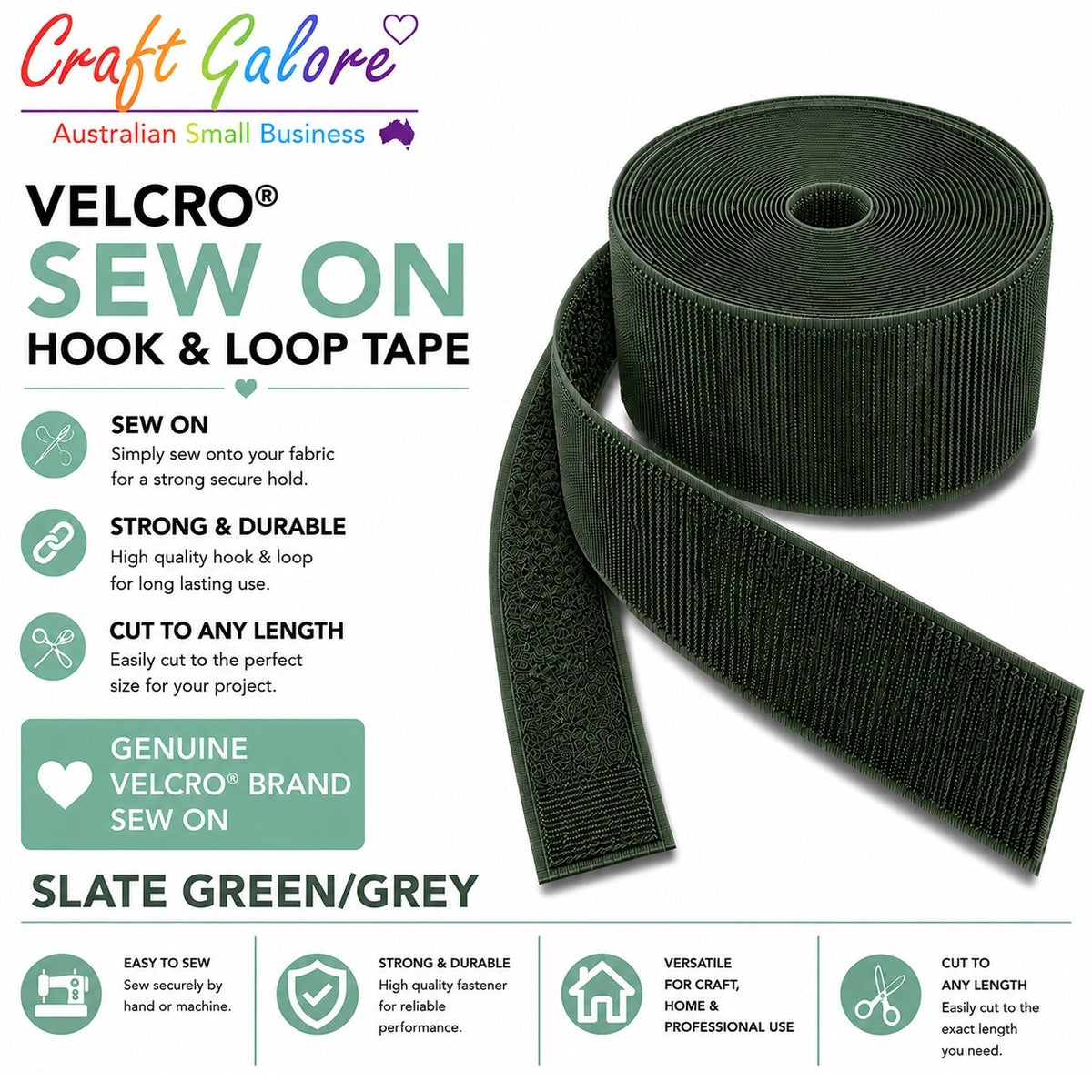 25mm Genuine Velcro® SEW ON - Hook & Loop Tape - 1mt