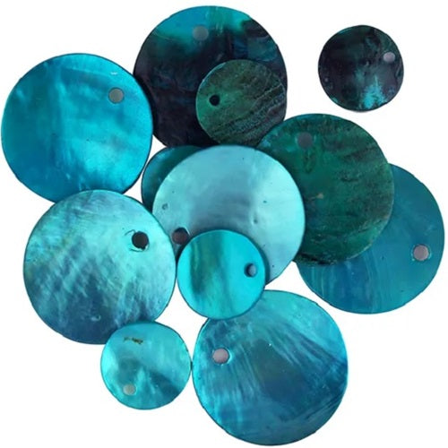 Shell Disc Beads - 10mm - 18mm - Turquoise