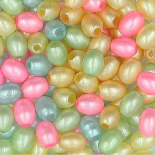 Spray Painted Glass Pearl Oval Beads - 11mm x 8mm - 50g - Approx 50+ Pieces