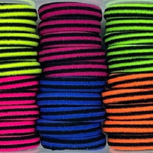 Hair Ties - Stripes - Mixed Colours - 30 Pieces