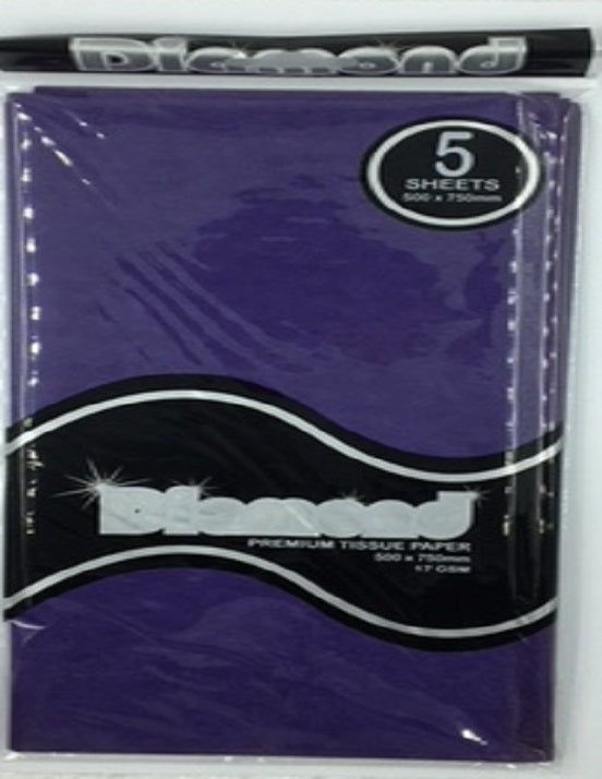 Tissue Paper - 5 Sheet Packs - 50cm X 75cm - Violet