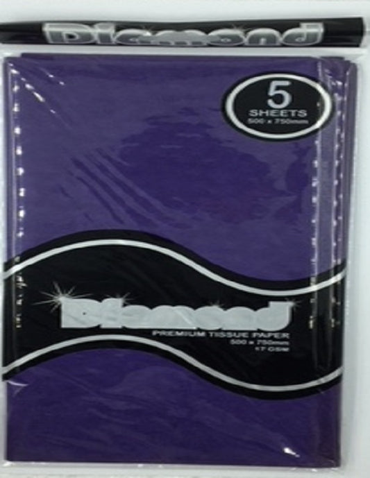 Tissue Paper - 5 Sheet Packs - 50cm X 75cm - Violet