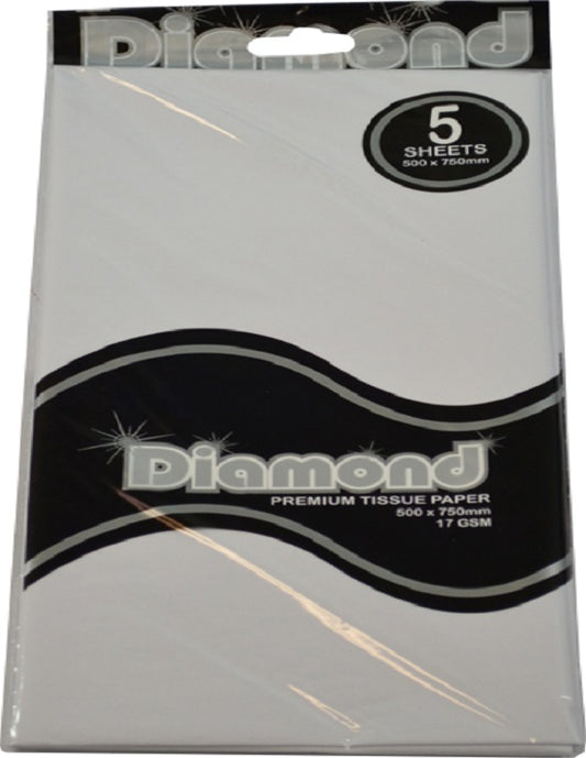 Tissue Paper - 5 Sheet Packs - 50cm X 75cm - White