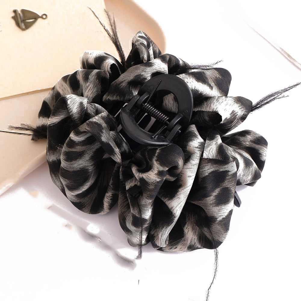 Claw Hair Clips - Flower Leopard Print - Large