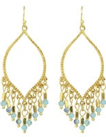 Earrings - Teardrop Dangles - Blue & Gold