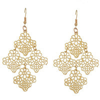 Earrings - Flower Dangles - Rose Gold Colour