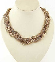 Gold Weave Link Choker Necklace