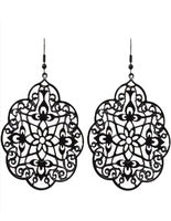 Retro Black Hollow out Geometric Pattern Drop Dangle Earrings