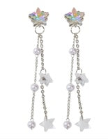 Silver Chain Resin Transparent Beads Star Dangle Earrings