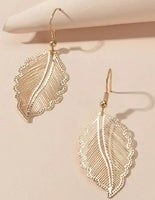 Hollow out Gold Tropical Leaf Drop Earrings