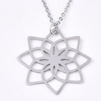 201 Stainless Steel Lotus Flower Necklace