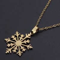 201 Stainless Steel Snowflake Necklace - Gold or Silver