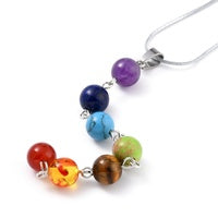 304 Stainless Steel Mixed Stone Chakra Beads Necklace
