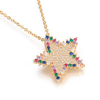 304 Stainless Steel Cubic Zirconia Star Gold Necklace