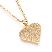 304 Stainless Steel Cubic Zirconia Heart Gold Necklace